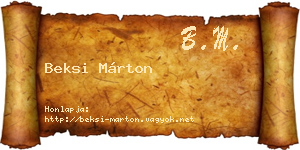 Beksi Márton névjegykártya